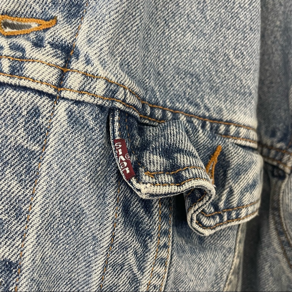 Vintage Levi’s Denim Jacket Harley Davidson Patch Size Large Trucker Streetwear - Picture 5 of 12